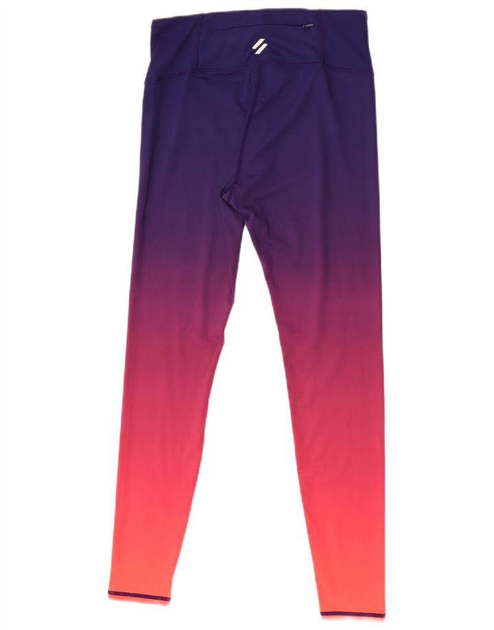 Leggings gráficas femininas Superdry UK 12 poliéster colorblock roxo médio