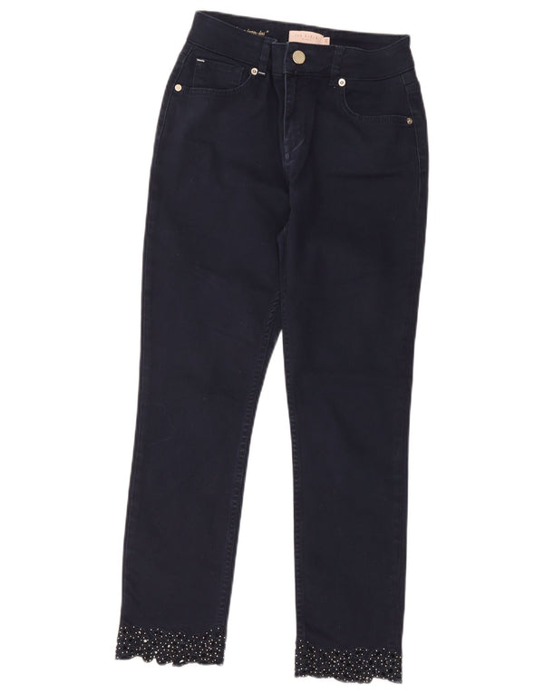 Calça jeans feminina Ted Baker W26 L24 azul marinho floral algodão