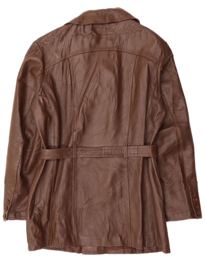 Jaqueta de couro vintage masculina com peito duplo IT 52 XL couro marrom