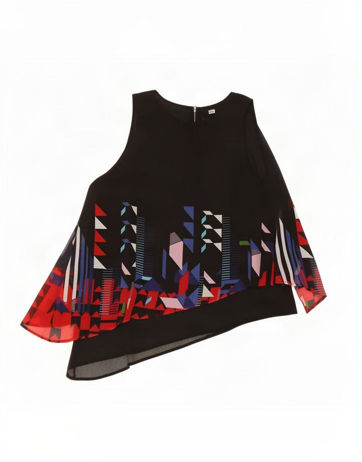 Blusa Assimétrica Feminina Desigual UK 14 Grande Poliéster Geométrico Preto