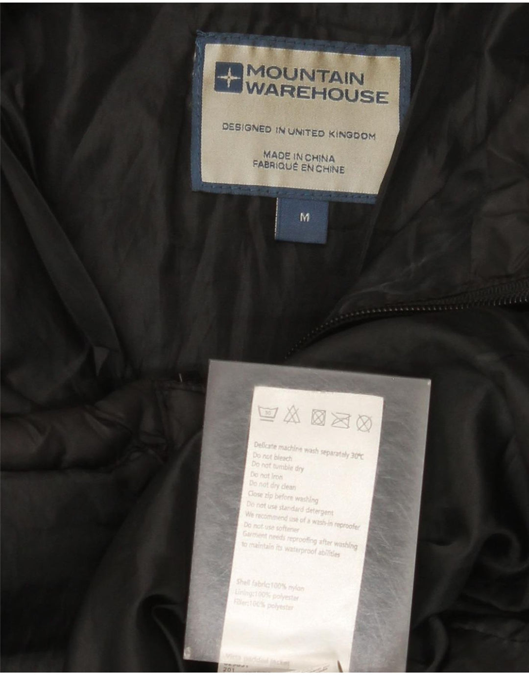 Jaqueta acolchoada masculina Mountain Warehouse UK 38 nylon preto médio