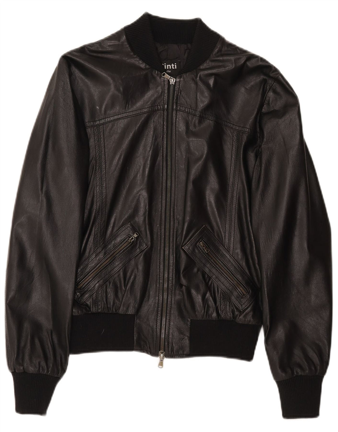 Jaqueta de couro bomber feminina CINTI IT 46 grande couro preto