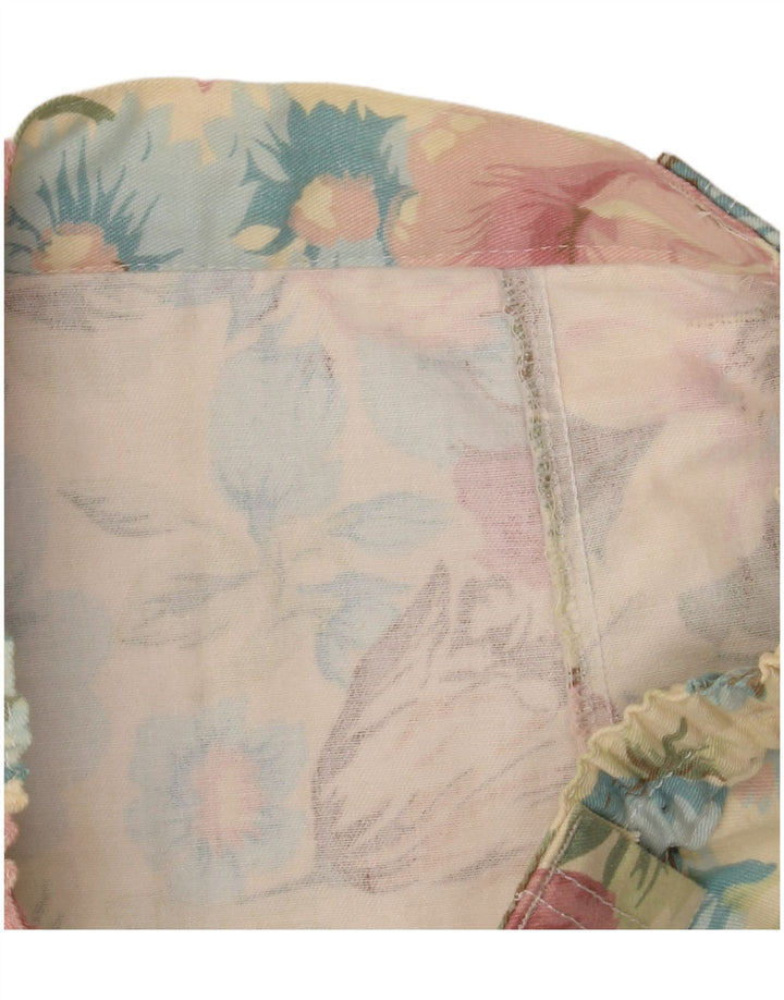 Saia reta feminina de cintura alta VINTAGE W30 floral amarelo médio