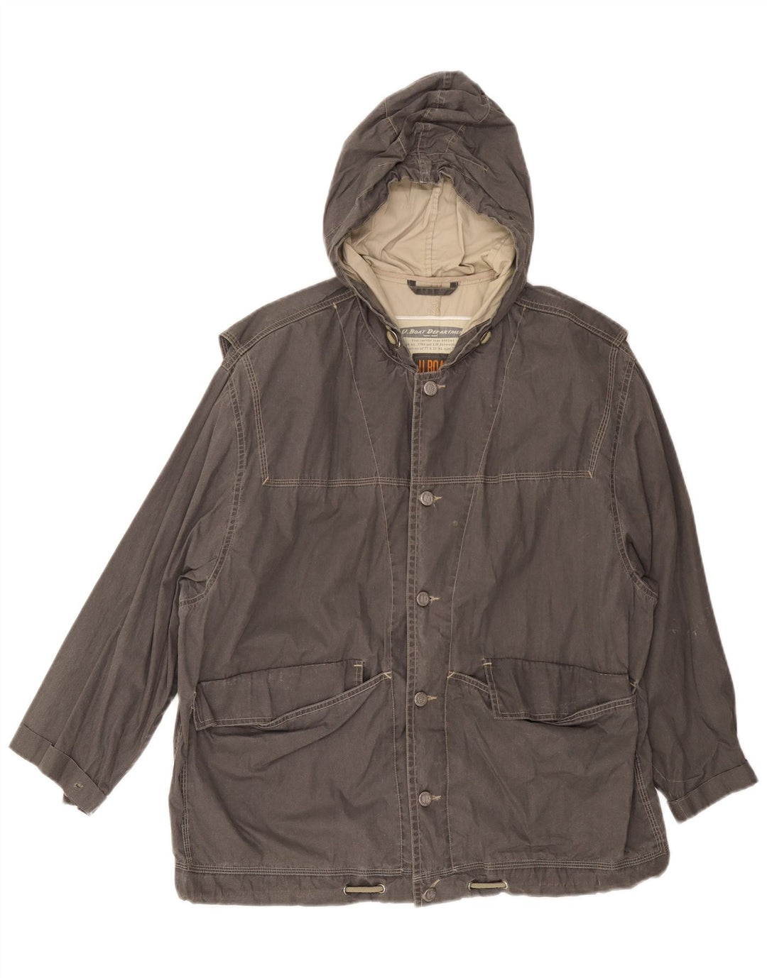 Vintage Mens Hooded Windbreaker Jacket UK 38 Medium Grey