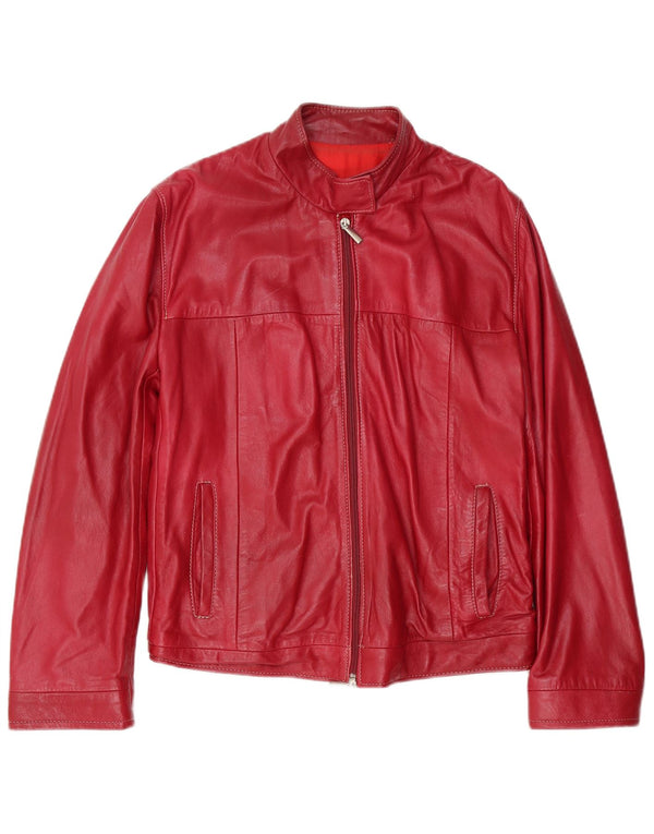 Jaqueta bomber de couro feminina vintage IT 46 grande vermelha