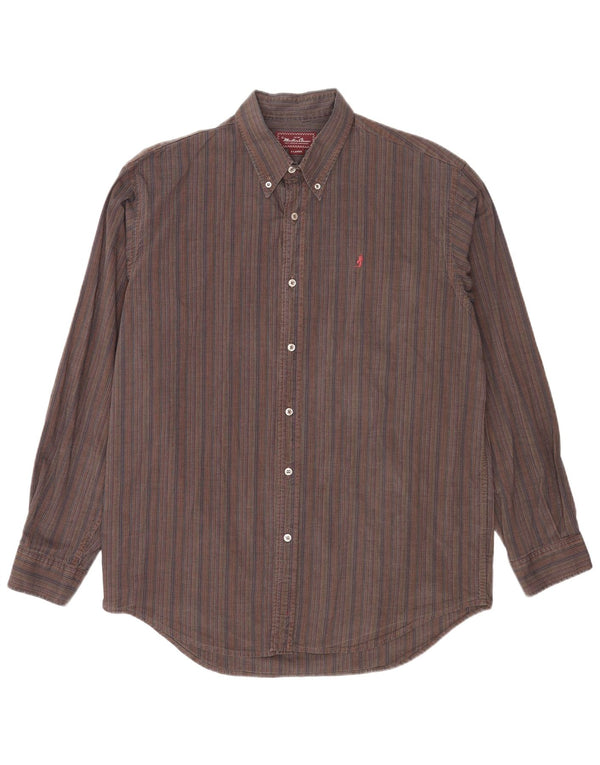 Camisa masculina Marlboro Classics XL listrada marrom algodão