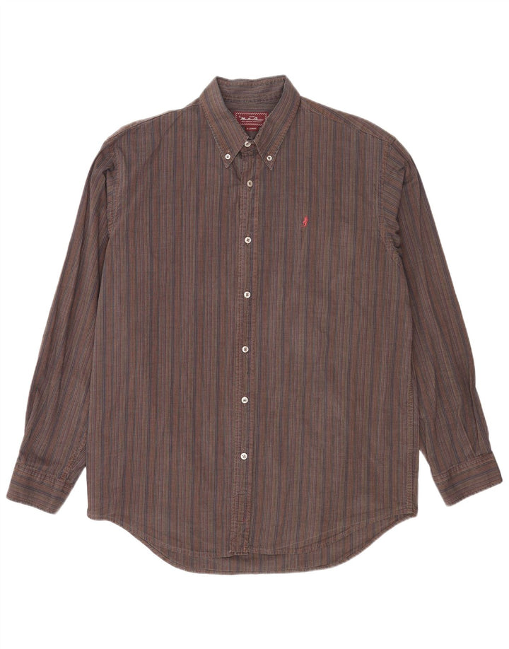 Camisa masculina Marlboro Classics XL listrada marrom algodão
