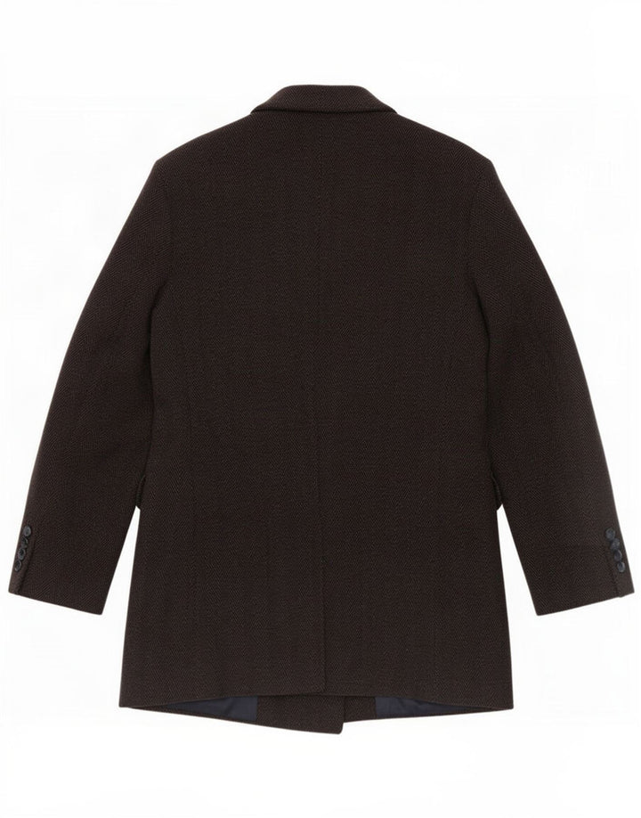 Sisley Mens Double Breasted Coat IT 50 Large Gray Herringbone Wool