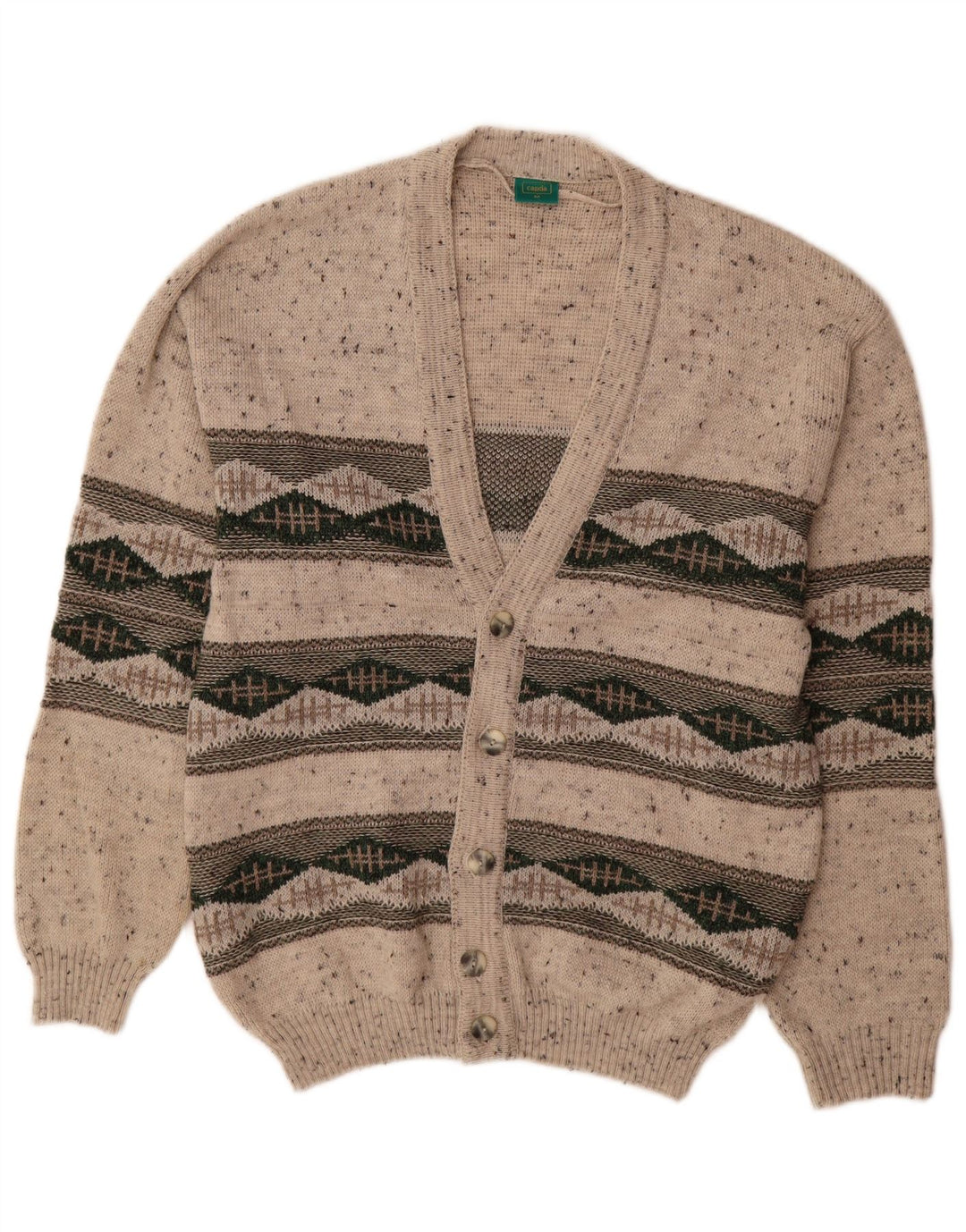 C&A Suéter masculino Canda Cardigan médio bege acrílico geométrico