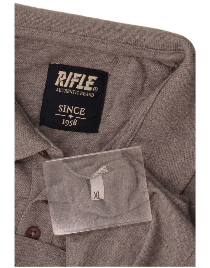 Camisa polo masculina de manga comprida Rifle XL cinza manchada