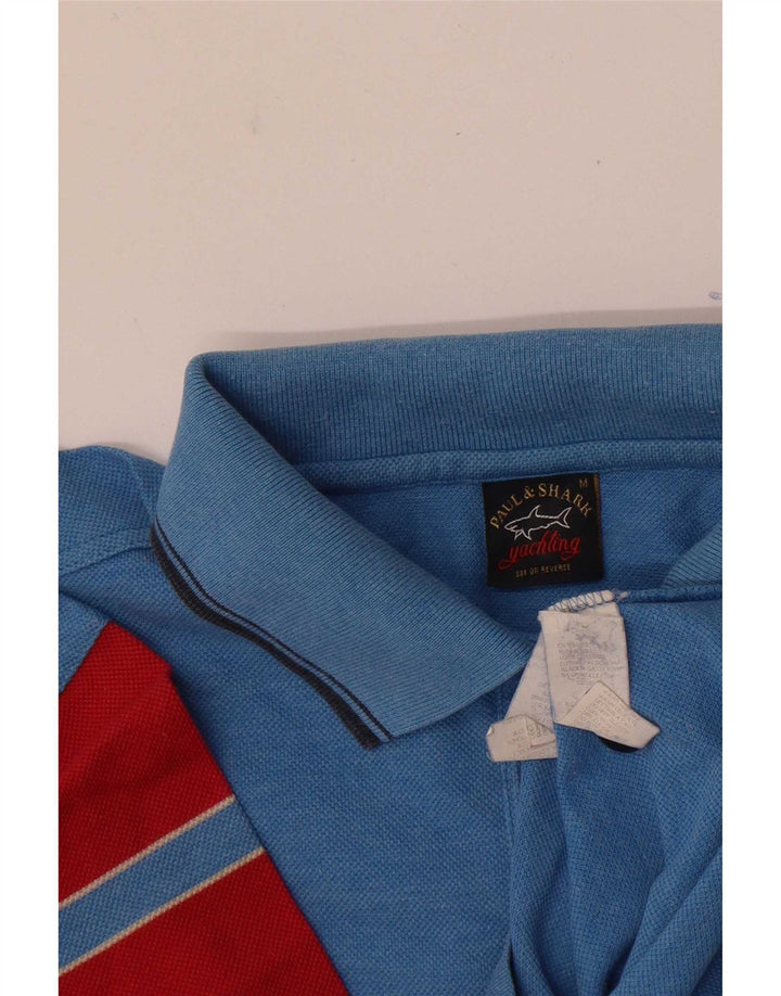Camisa polo masculina Paul & Shark gráfica azul médio algodão colorblock