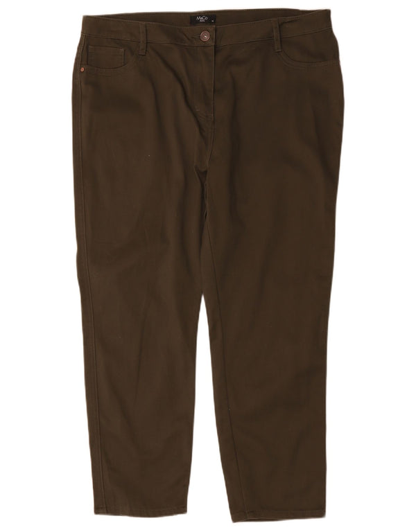 Calças cortadas femininas M&Co UK 18 XL W36 L25 algodão cáqui