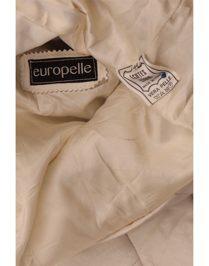 Jaqueta de couro feminina vintage IT 44 médio branco