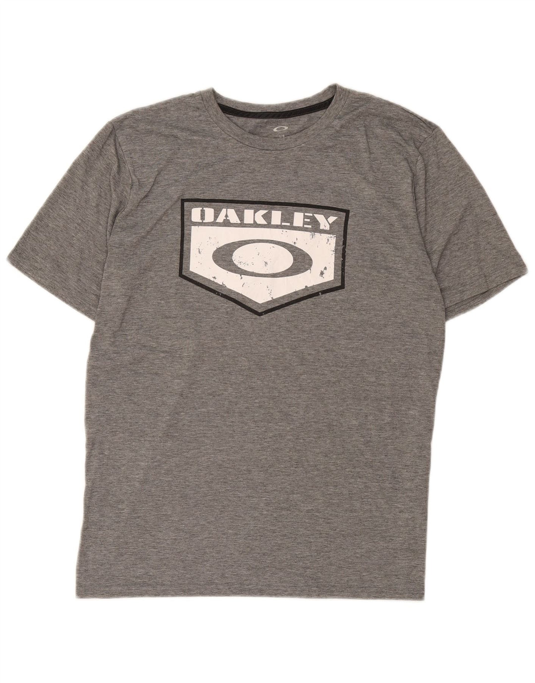 Camiseta masculina Oakley Regular Fit gráfica grande cinza