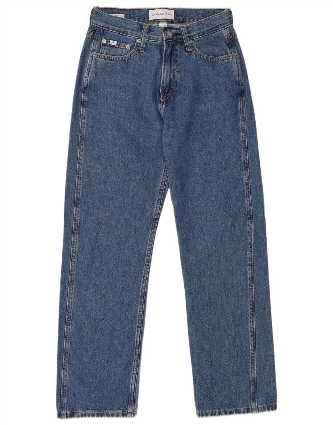 Calça jeans reta feminina Calvin Klein W26 L28 algodão azul