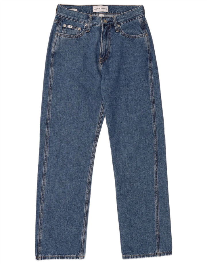Calça jeans reta feminina Calvin Klein W26 L28 algodão azul