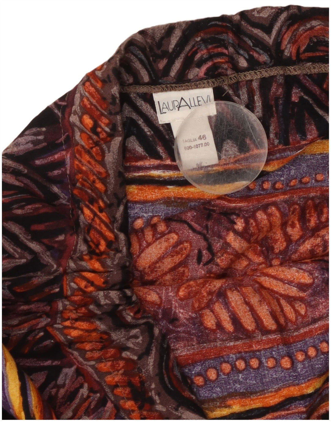 Saia feminina VINTAGE com estampa abstrata larga IT 46 grande W36 multicolorida