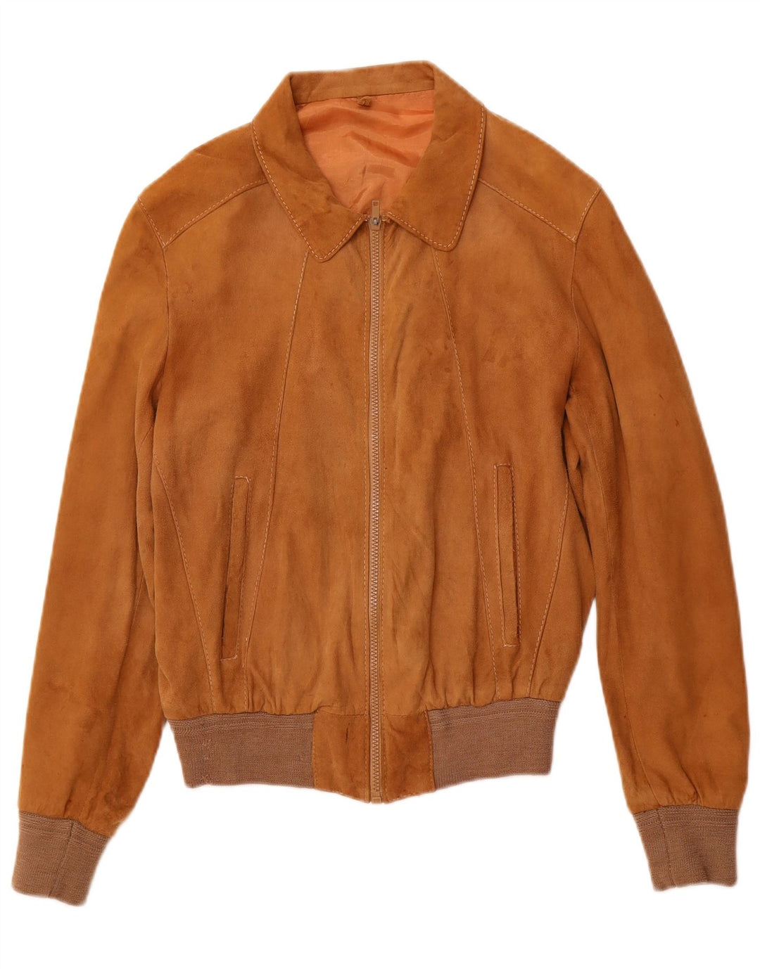 Jaqueta bomber feminina VINTAGE de camurça IT 46 grande couro marrom