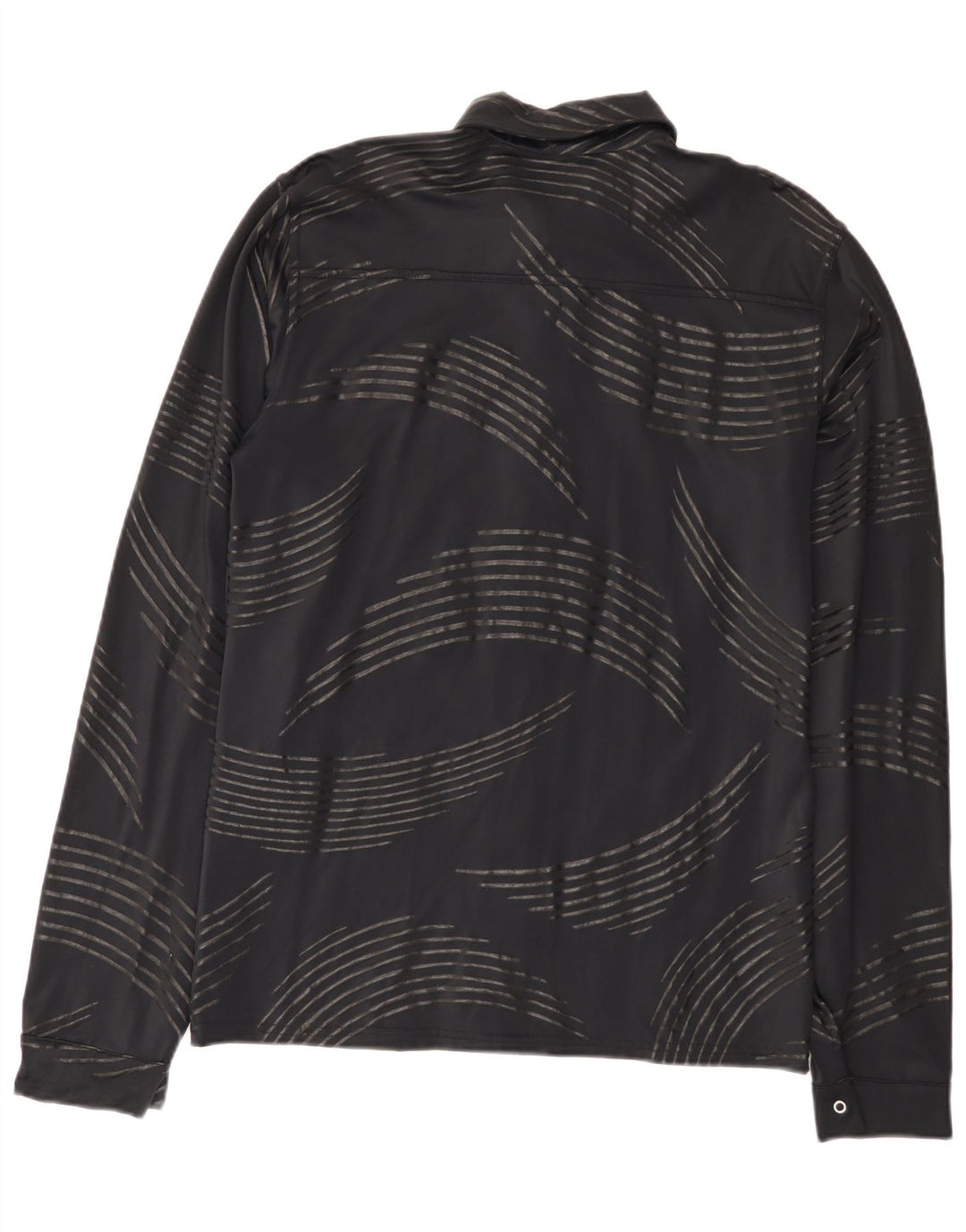 Vintage masculino abstrato padrão camisa pequena poliamida preta