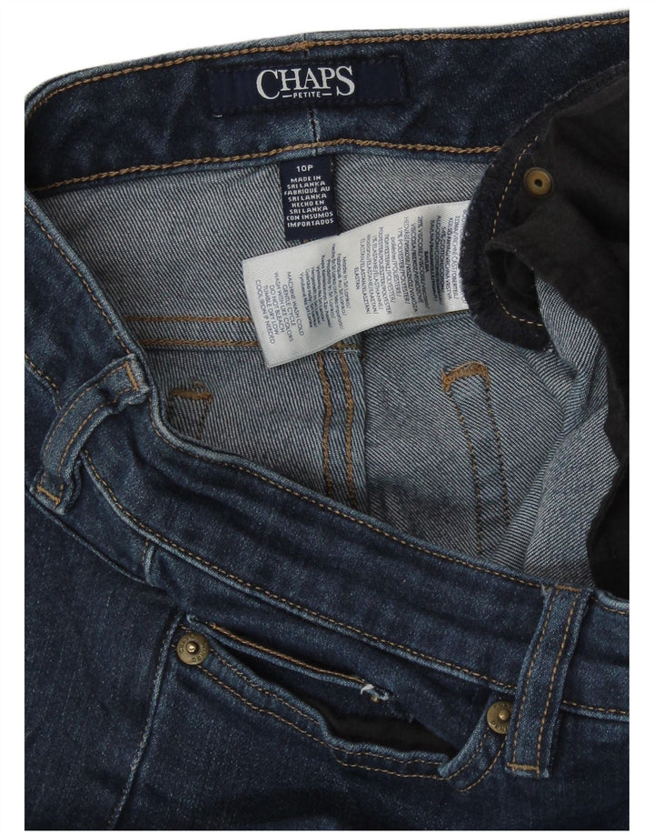 Calça feminina Chaps Petite Slim US 10 grande W32 L27 algodão azul