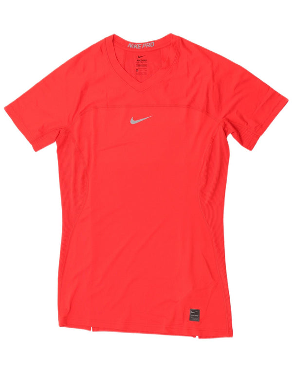 Camiseta de compressão feminina Nike UK 20 2XL poliéster vermelho