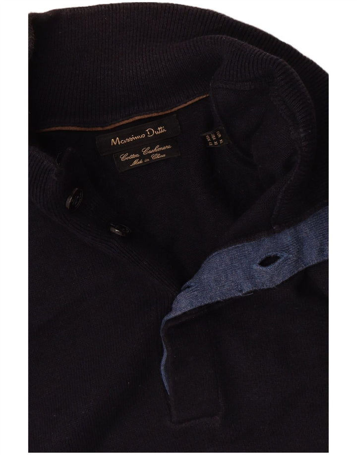 Suéter masculino Massimo Dutti com gola redonda e algodão azul marinho XL