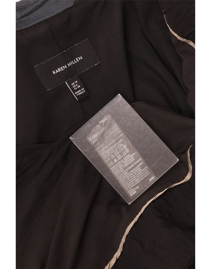 Jaqueta blazer feminina Karen Millen com 1 botão Reino Unido 10 pequena lã preta