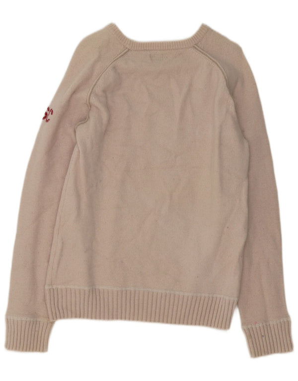 Levi's Womens Boat Neck Jumper Sweater UK 14 Large Beige Wool
