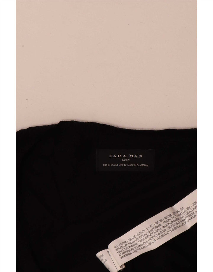 Suéter masculino Zara com decote em V grande viscose preta