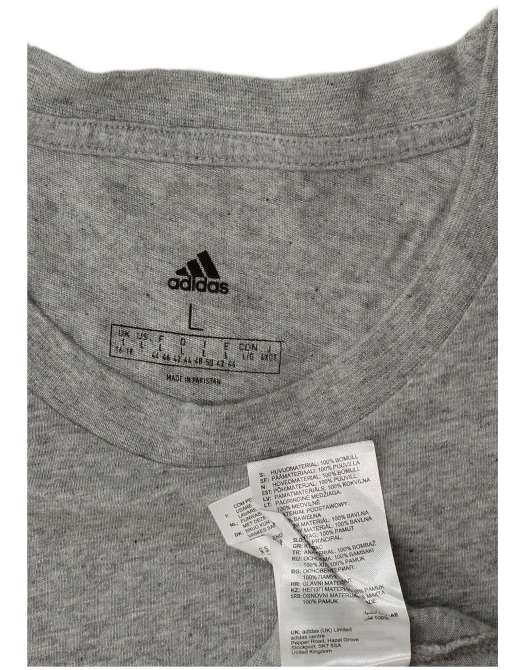 Camiseta feminina ADIDAS UK 16/18 grande algodão cinza