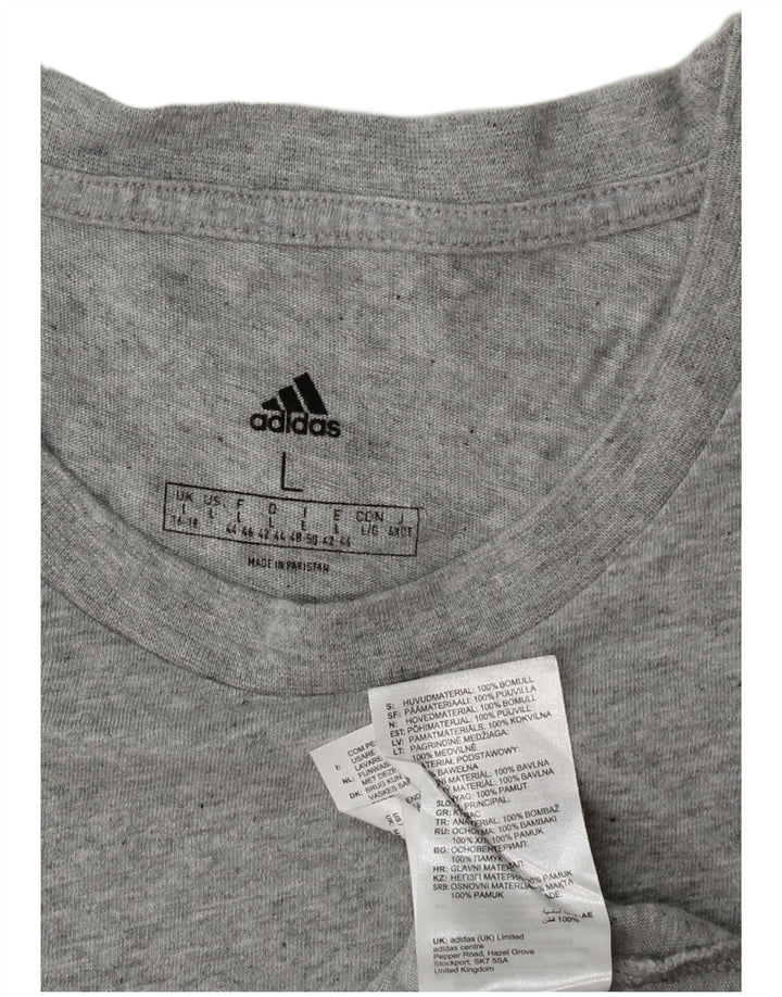 Camiseta feminina ADIDAS UK 16/18 grande algodão cinza