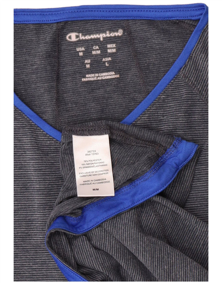 Champion Feminino Top Manga Longa UK 12 Poliéster Listrado Azul Médio