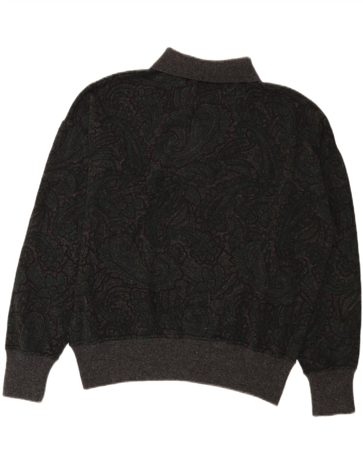 Suéter masculino Pancaldi & B com gola polo IT 48 lã paisley cinza médio