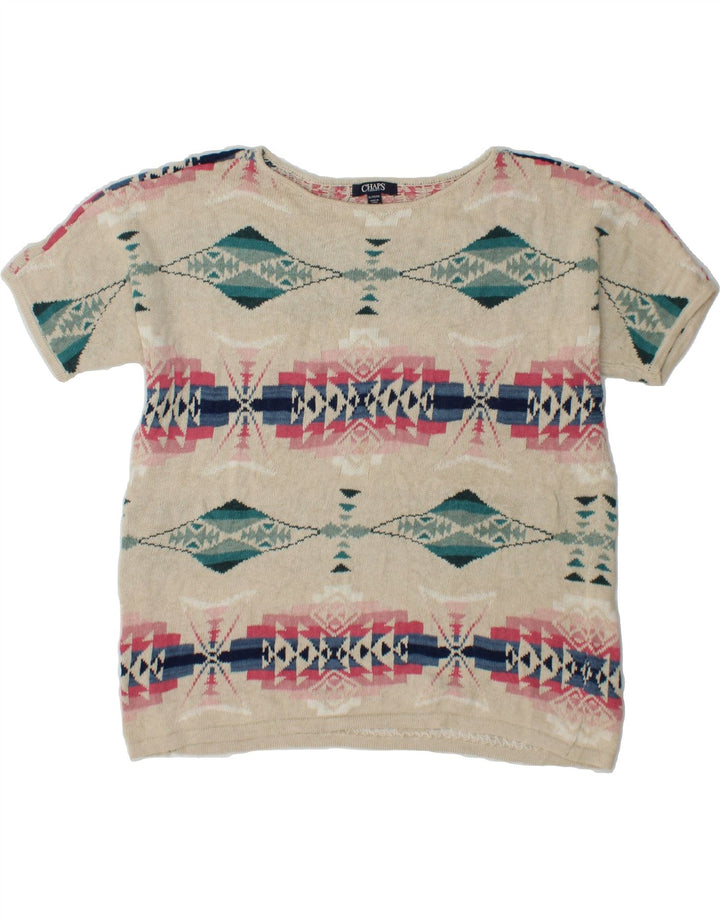 CHAPS Womens Boat Neck Jumper Sweater UK 18 XL Beige Geometric Vintage Chaps and Second-Hand Chaps from Messina Hembry 