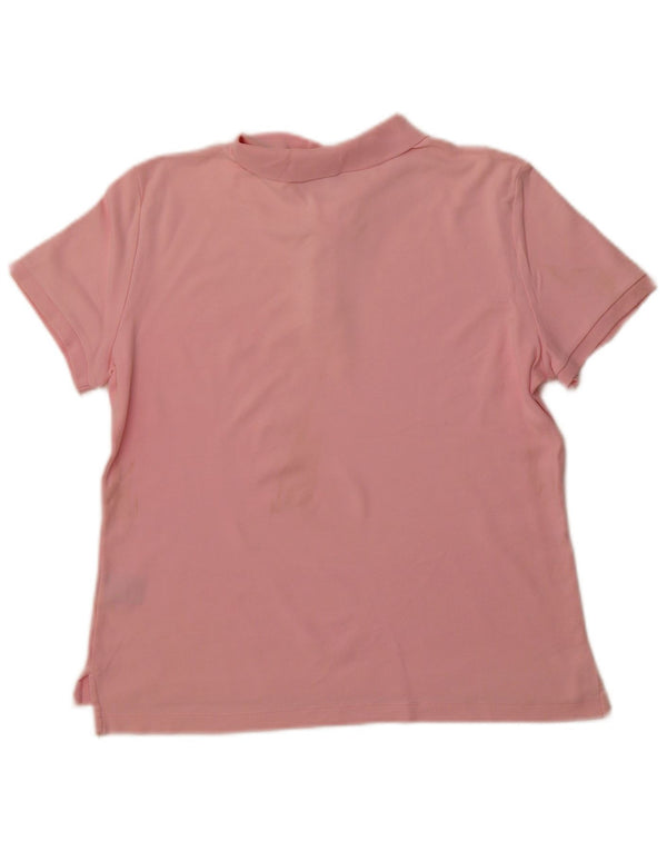 RALPH LAUREN Womens Slim Fit Polo Shirt UK 14 Large Pink Cotton