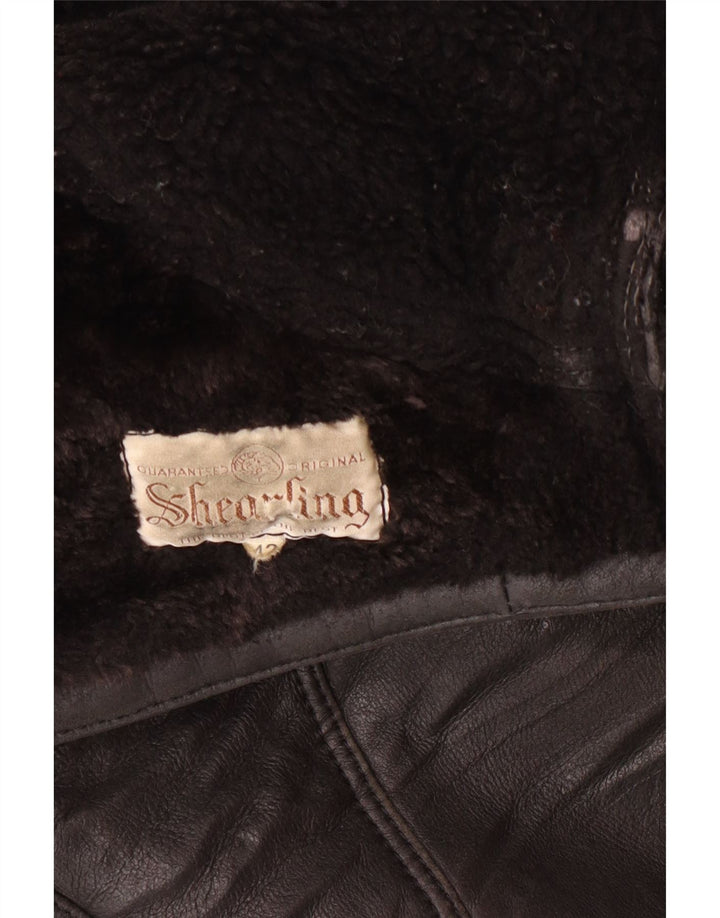 Jaqueta feminina VINTAGE com peito duplo EU 42 grande shearling preto