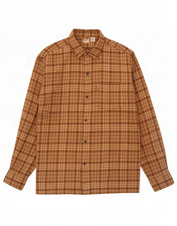 Camisa masculina de flanela Levi's grande algodão xadrez marrom