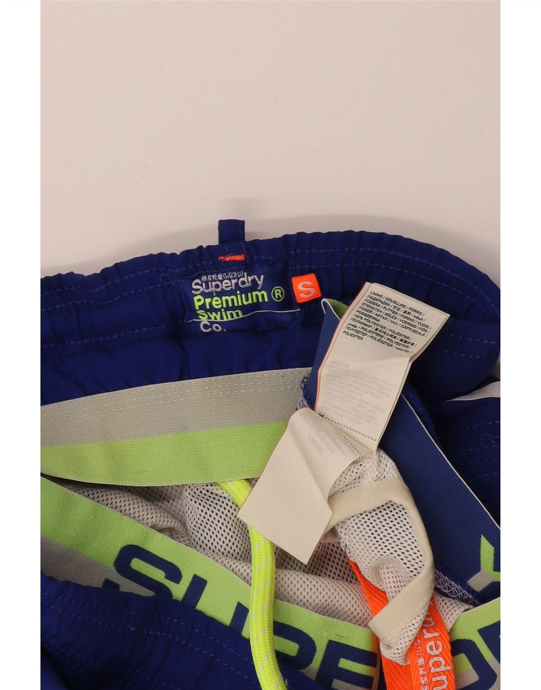 Shorts de natação masculino Superdry Graphic pequeno azul poliéster