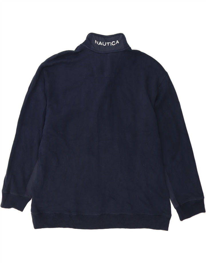 NAUTICA Mens Graphic Zip Neck Sweatshirt Jumper 2XL Navy Blue Cotton Vintage Nautica and Second-Hand Nautica from Messina Hembry 