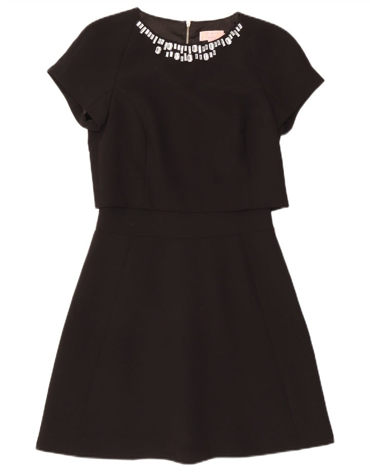 Vestido feminino Ted Baker evasê tamanho 0 2XS poliéster preto