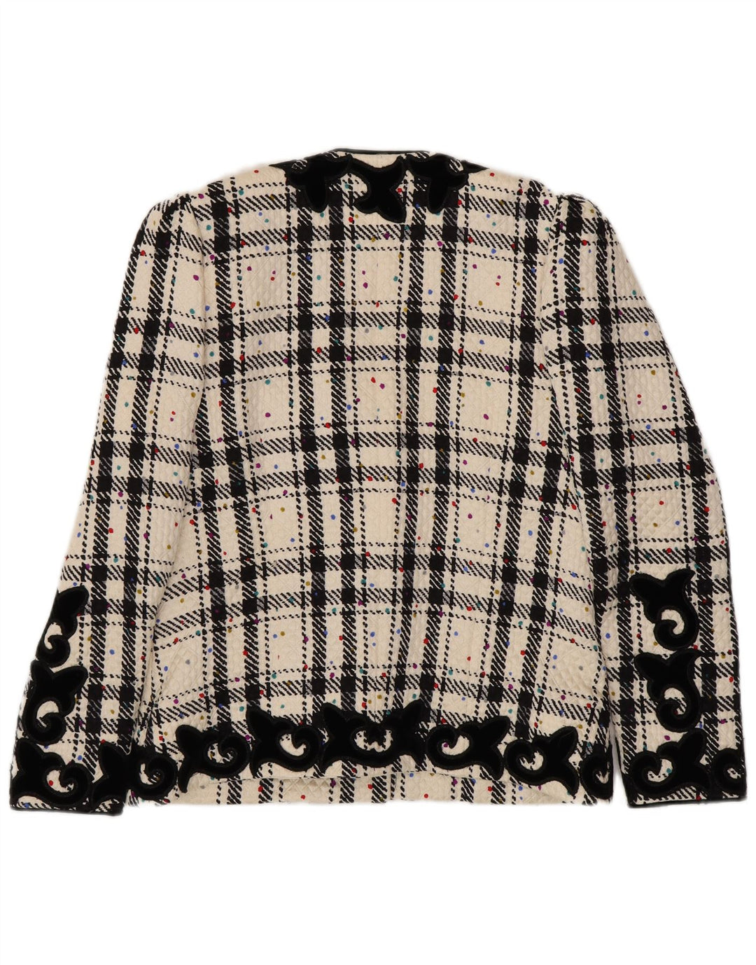 RENZO Jaqueta blazer feminina superdimensionada IT 40 pequena xadrez branca