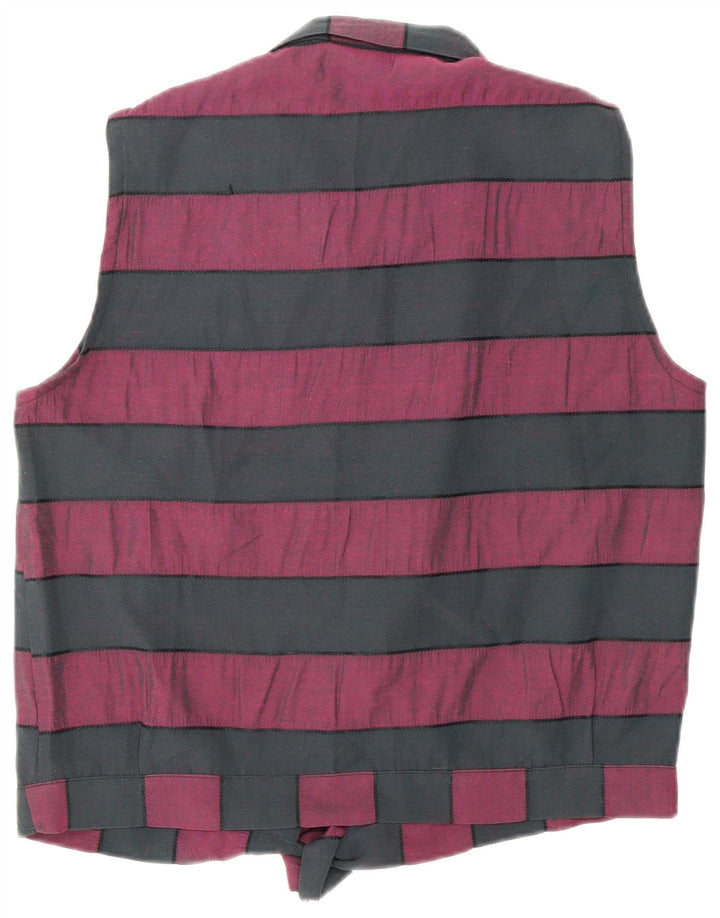 Blusa feminina VINTAGE com gravata frontal UK 16 listrada preta média