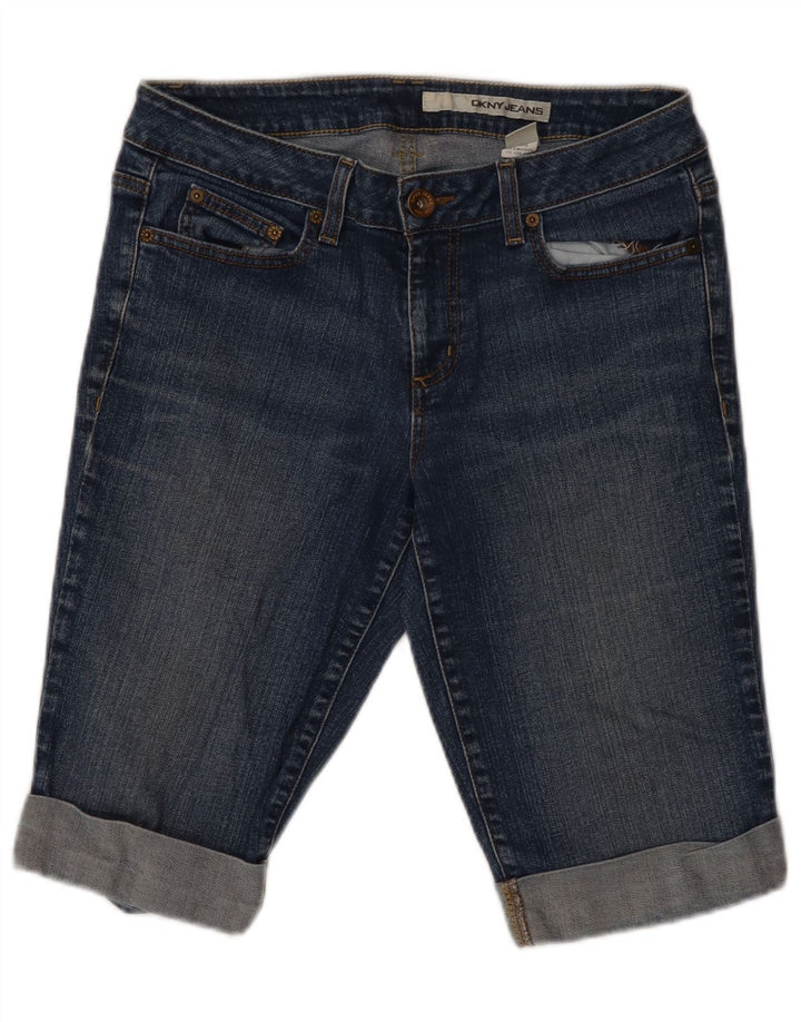 Shorts jeans feminino DKNY EUA 12 grande W32 algodão azul