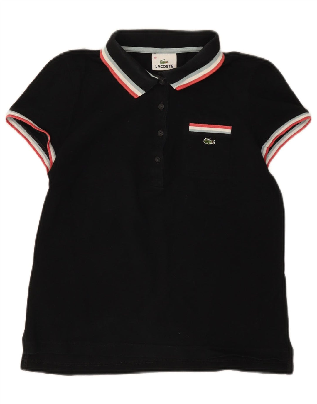 Camisa polo feminina LACOSTE tamanho 40 algodão preto médio