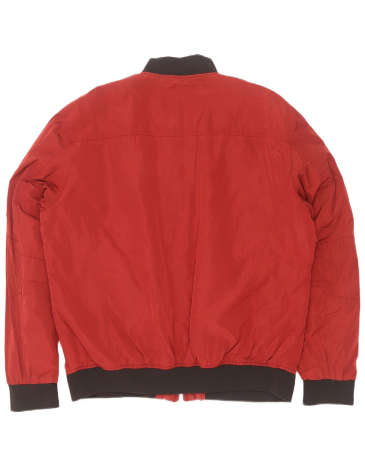 Jaqueta bomber masculina Zara UK 44 2XL poliéster colorblock vermelho