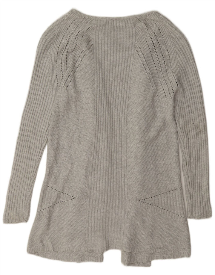 Marks & Spencer Suéter feminino Longline Open Cardigan Reino Unido 10 Pequeno Cinza