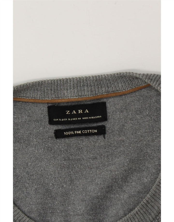 Suéter masculino ZARA com gola redonda XL algodão cinza