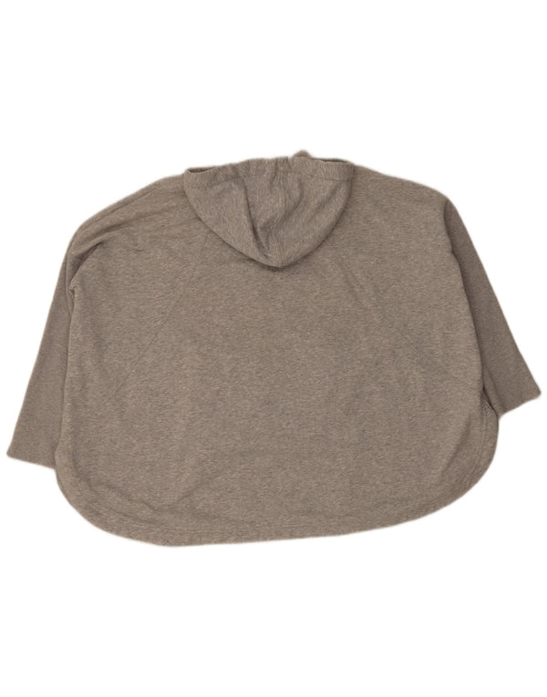 Puma feminino manga 3/4 oversized moletom com capuz UK 12 algodão cinza médio