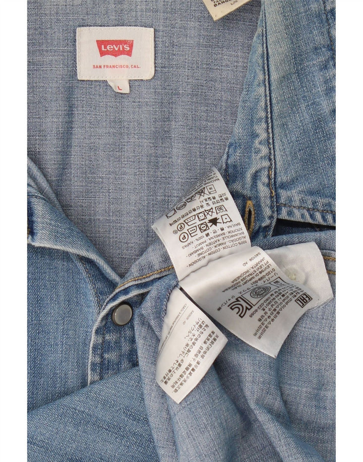 Camisa jeans masculina LEVI'S grande algodão azul