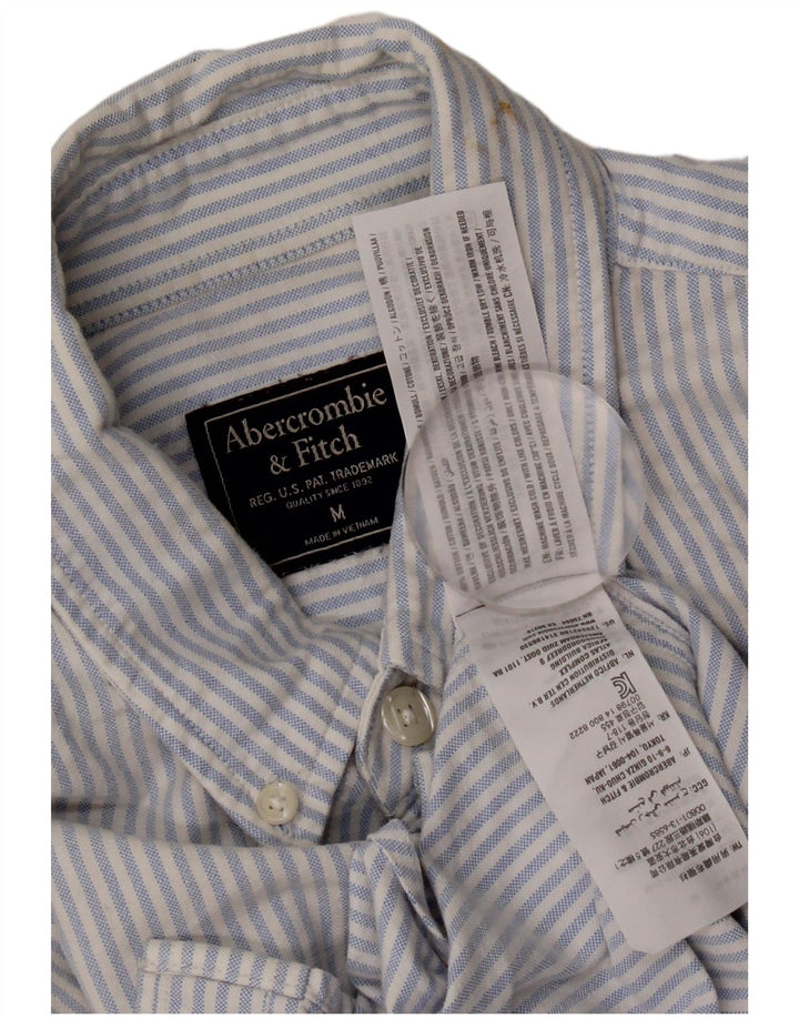 Camisa masculina Abercrombie & Fitch de algodão listrado azul médio
